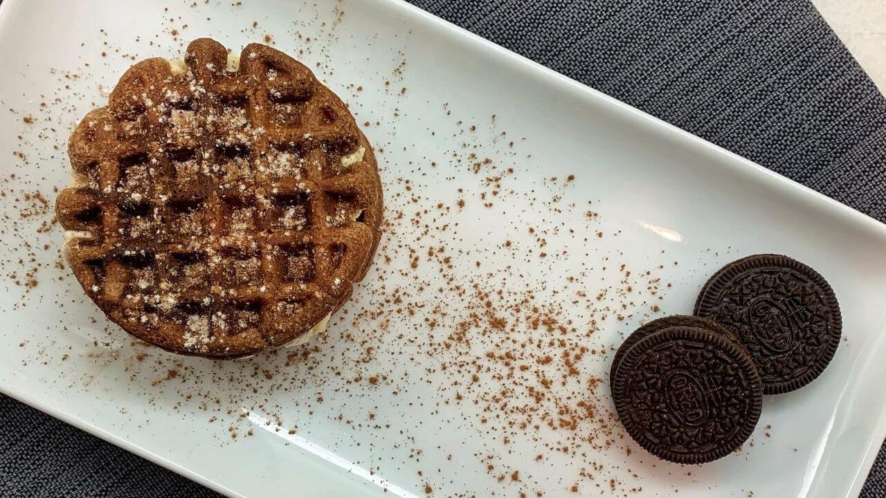 Delish Keto Oreo Chaffle for National Oreo Day!